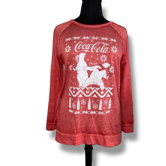 LANE BRYANT Classic High-Low Coca-Cola Bears Graphic Sweatshirt - Red Plus 14/16 - Picture 2 of 14